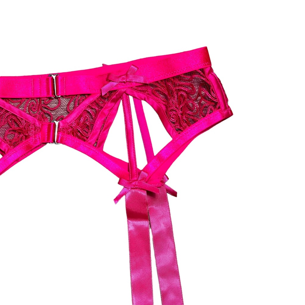 For Love & Lemons Soutache Hot Pink Embroidered Garter Panties NWT - Picture 10 of 11